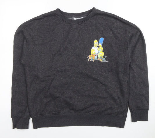 Mens UK Size S The Simpsons Grey Pullover Sweatshirt