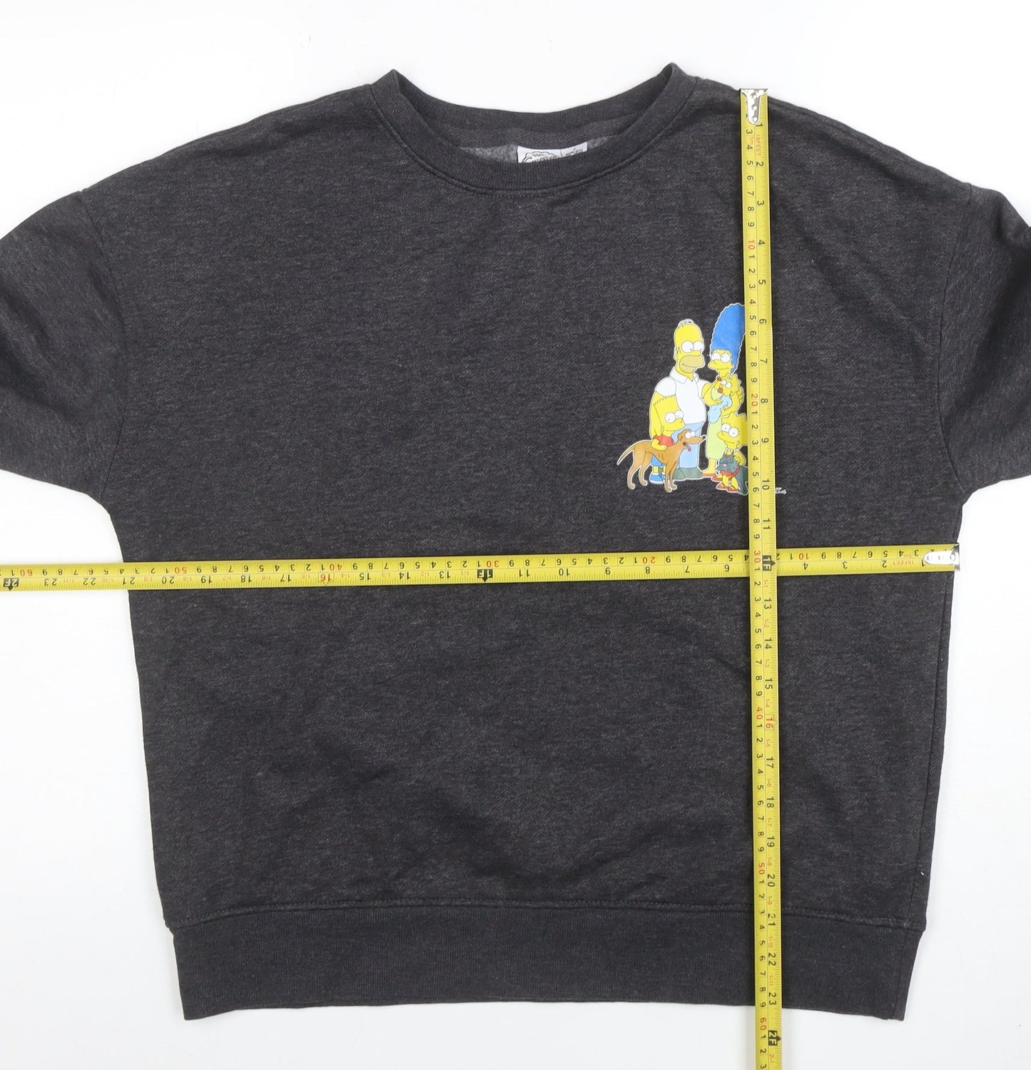 Mens UK Size S The Simpsons Grey Pullover Sweatshirt