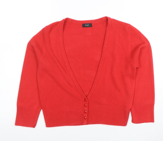 Womens UK Size 10 F&F Red Cardigan Jumper