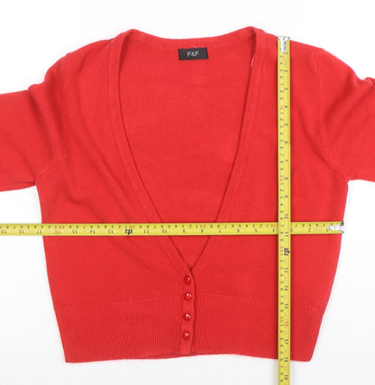 Womens UK Size 10 F&F Red Cardigan Jumper