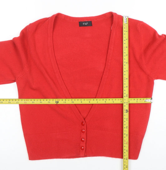 Womens UK Size 10 F&F Red Cardigan Jumper