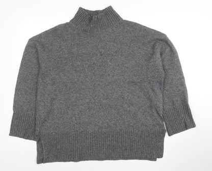 ASOS Womens Grey Mock Neck Wool Blend Relaxed Fit Jumper Size 14