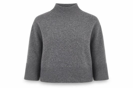 ASOS Womens Grey Mock Neck Wool Blend Relaxed Fit Jumper Size 14