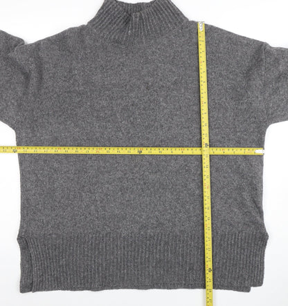 ASOS Womens Grey Mock Neck Wool Blend Relaxed Fit Jumper Size 14