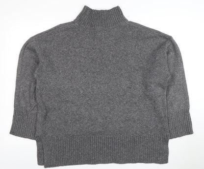 ASOS Womens Grey Mock Neck Wool Blend Relaxed Fit Jumper Size 14