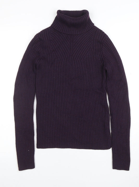 Per Una Women’s Purple Wool Blend Roll Neck Jumper Size 10