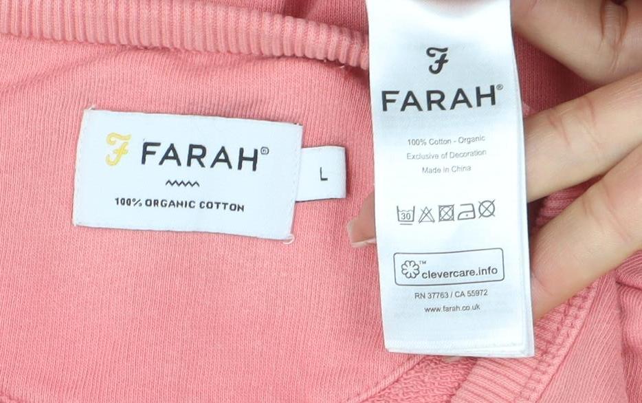 Mens UK Size L Farah Pink Pullover Sweatshirt