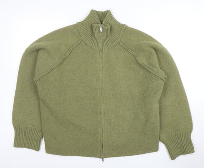 Dazy Less Women’s Green Full Zip Wool Blend Mock Neck Jumper Size S