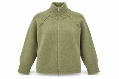 Dazy Less Women’s Green Full Zip Wool Blend Mock Neck Jumper Size S