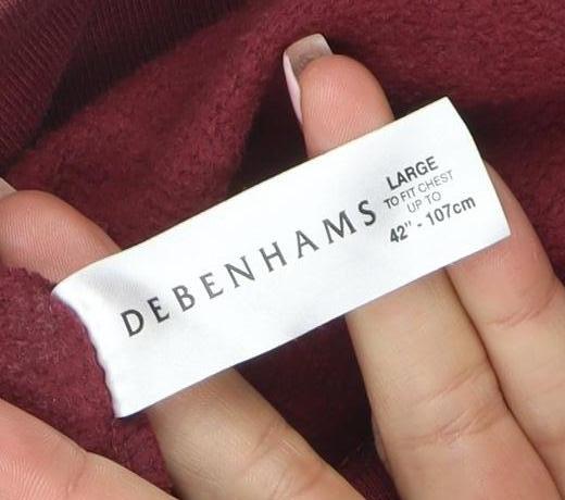 Mens UK Size L Debenhams Red Full Zip Sweatshirt