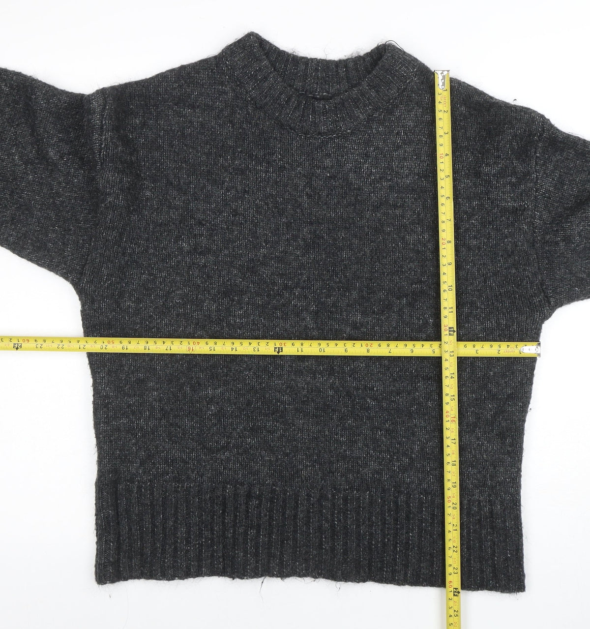 SOSO Womens Grey Wool Blend Crew Neck Pullover Jumper Size S