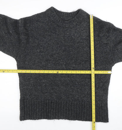 SOSO Womens Grey Wool Blend Crew Neck Pullover Jumper Size S
