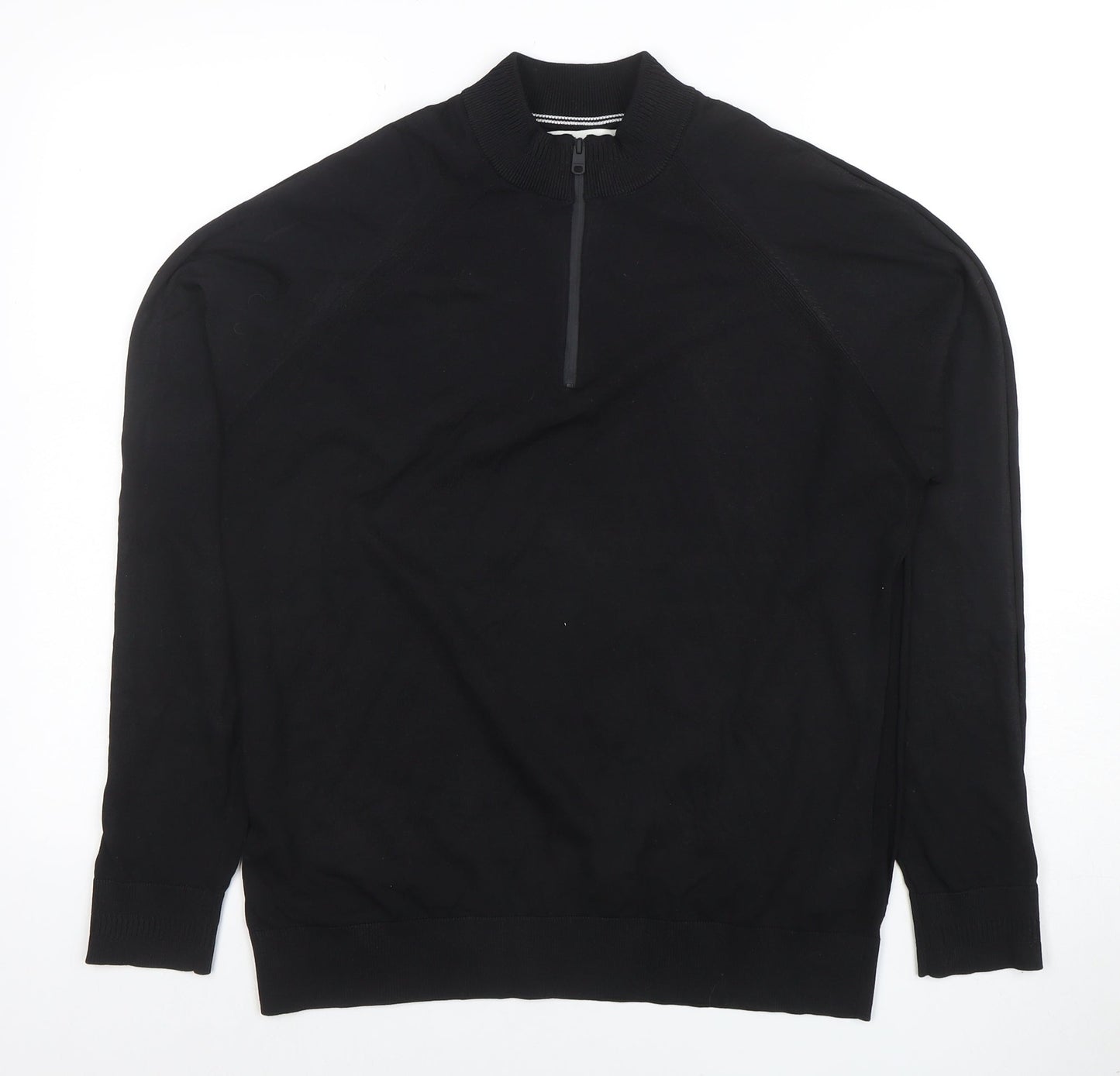 Mens UK Size L Marks and Spencer Black 1/2 Zip Sweatshirt