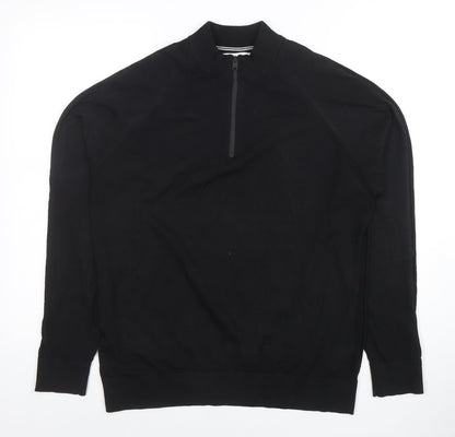 Mens UK Size L Marks and Spencer Black 1/2 Zip Sweatshirt