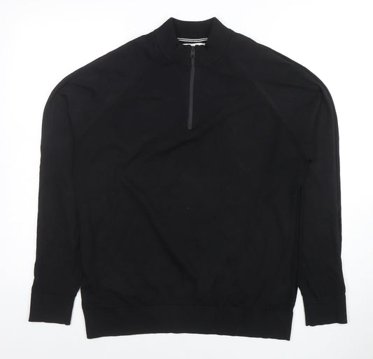 Mens UK Size L Marks and Spencer Black 1/2 Zip Sweatshirt