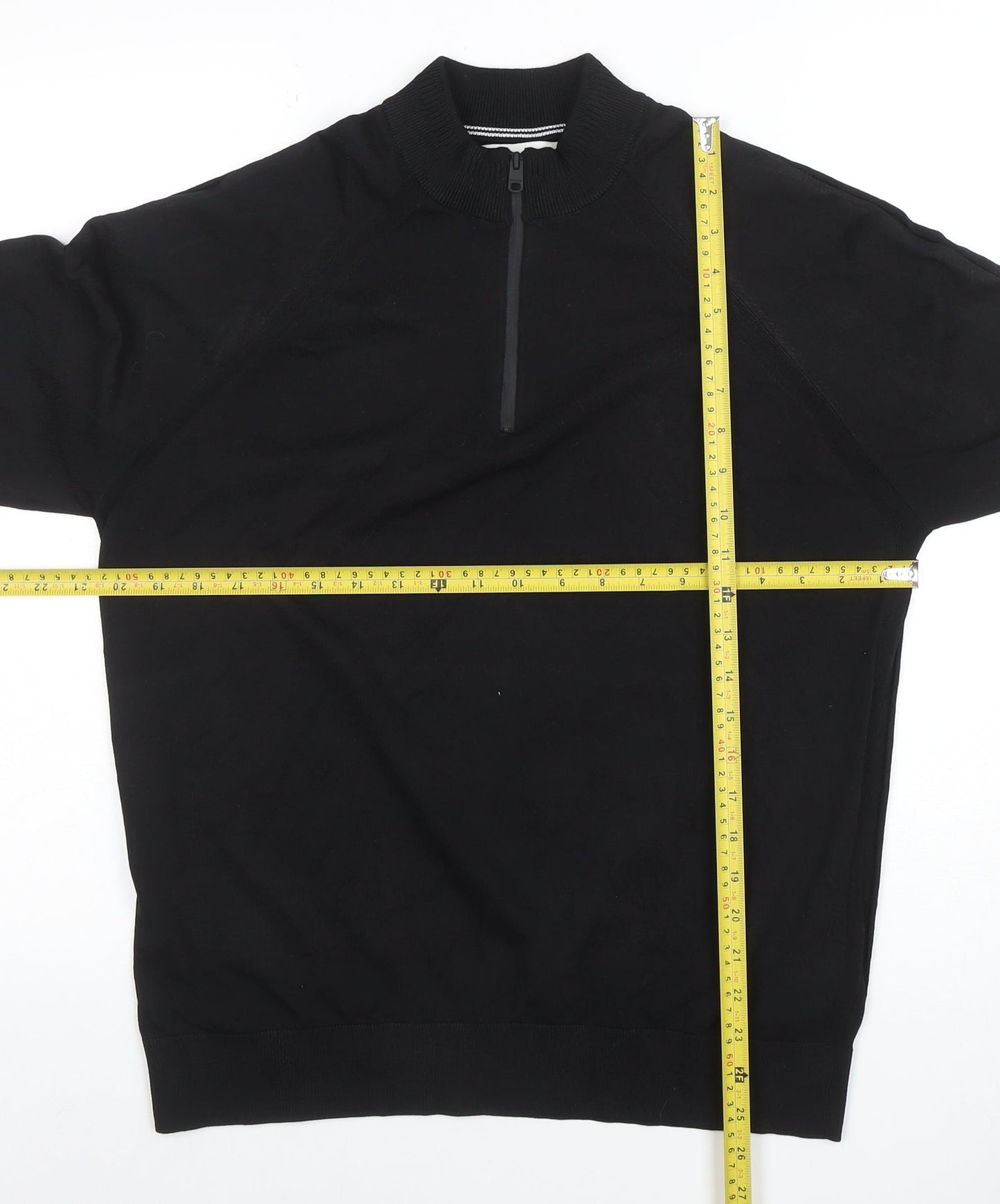 Mens UK Size L Marks and Spencer Black 1/2 Zip Sweatshirt