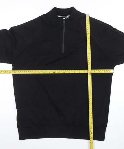 Mens UK Size L Marks and Spencer Black 1/2 Zip Sweatshirt