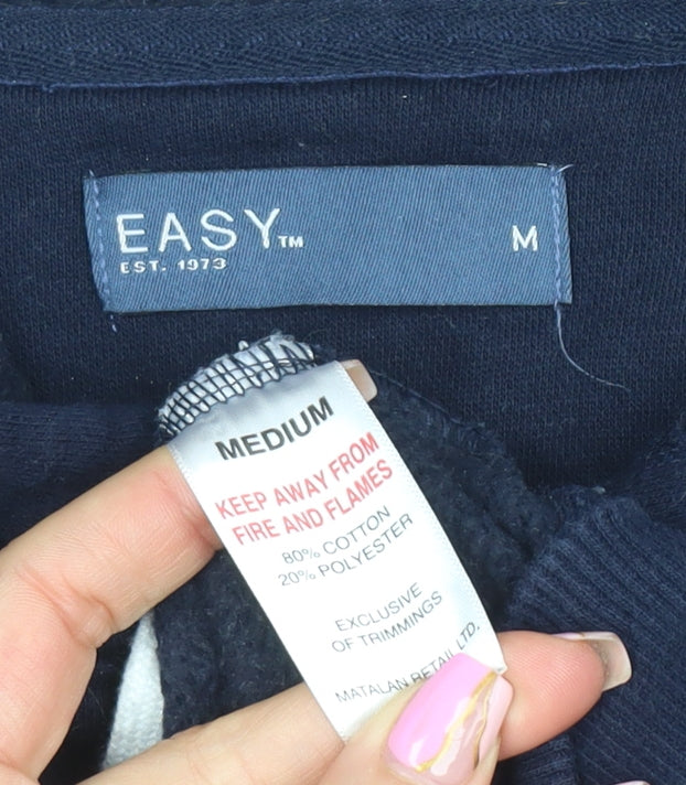 Mens UK Size M Easy Blue Pullover Hoodie