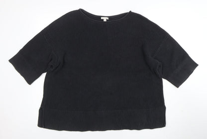 Gap Womens Black Cotton Chunky Knit Short Sleeve Jumper M