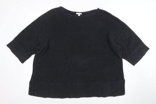 Gap Womens Black Cotton Chunky Knit Short Sleeve Jumper M