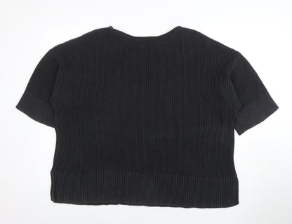 Gap Womens Black Cotton Chunky Knit Short Sleeve Jumper M