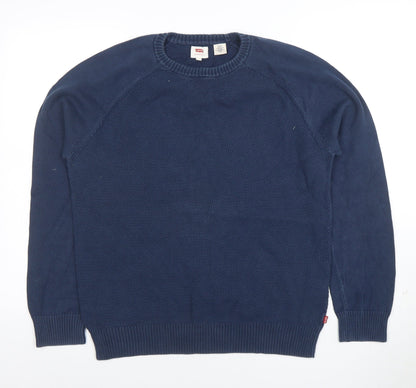 Mens UK Size M Levi's Blue Pullover Jumper