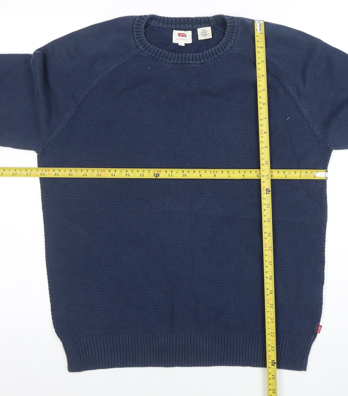 Mens UK Size M Levi's Blue Pullover Jumper