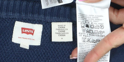 Mens UK Size M Levi's Blue Pullover Jumper