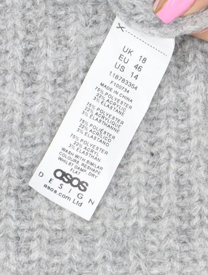 Womens UK Size 18 ASOS Grey Full Zip Jumper
