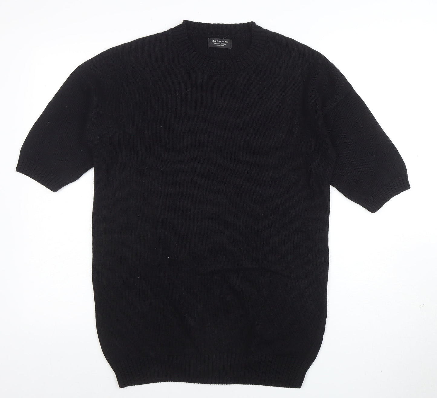 Mens UK Size M Zara Man Black Pullover Jumper