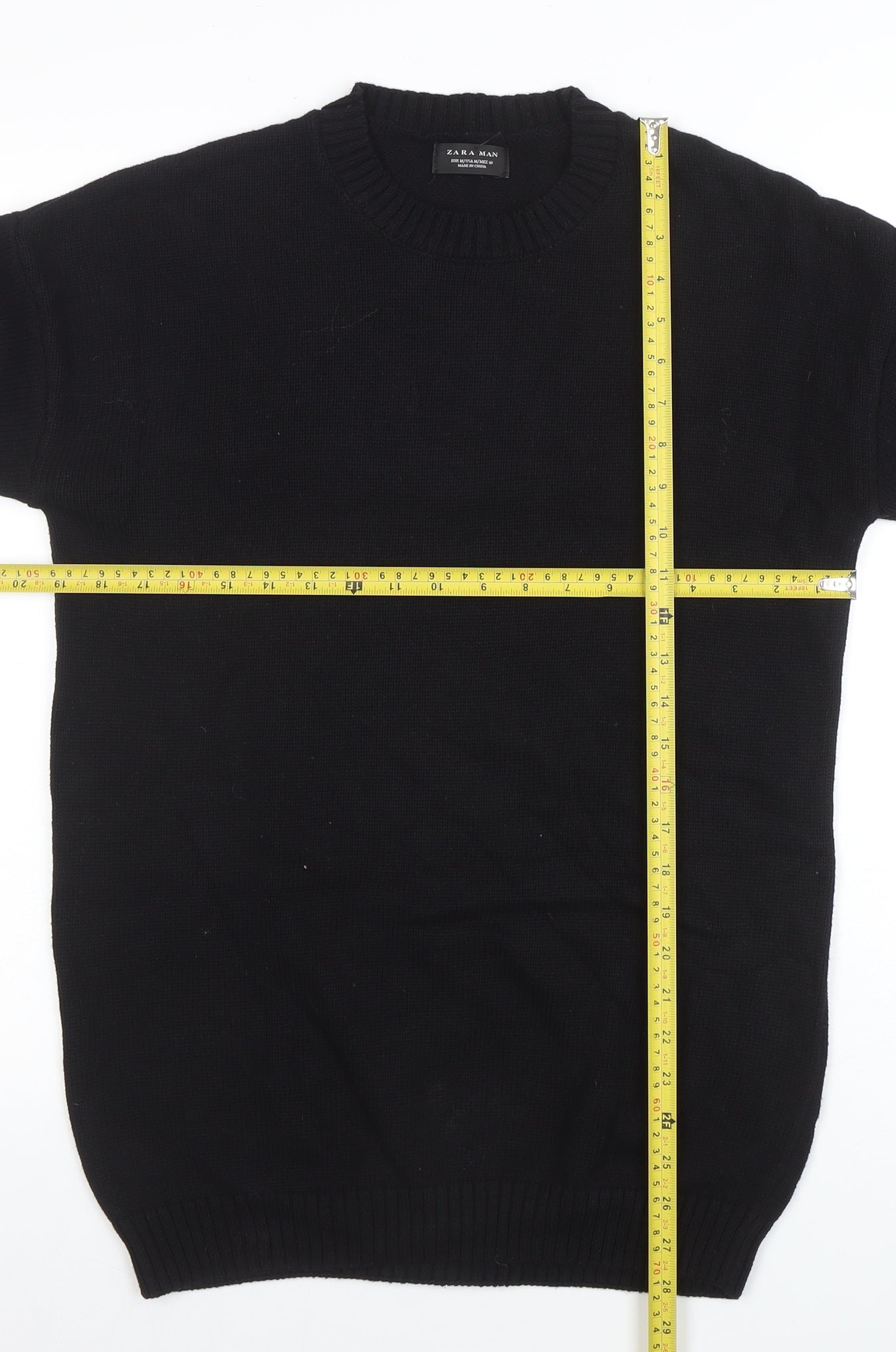 Mens UK Size M Zara Man Black Pullover Jumper