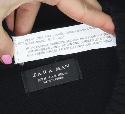 Mens UK Size M Zara Man Black Pullover Jumper