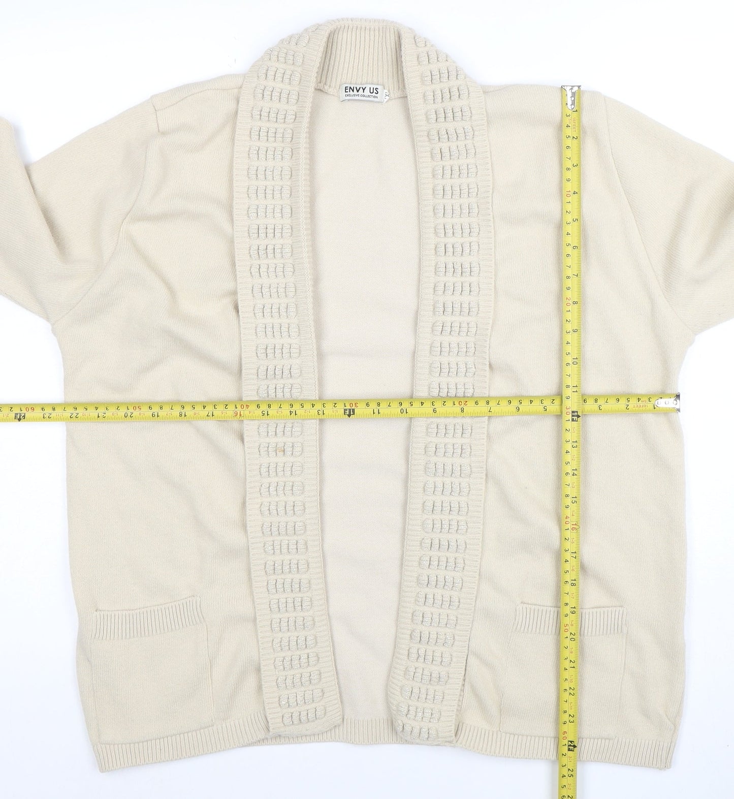 Womens UK Size 2XL Envy Us Beige Cardigan Jumper