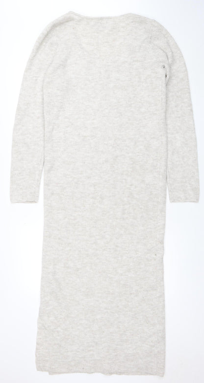 ASOS Women Beige Knitted Jumper Midi Dress Size 18 Long Sleeve