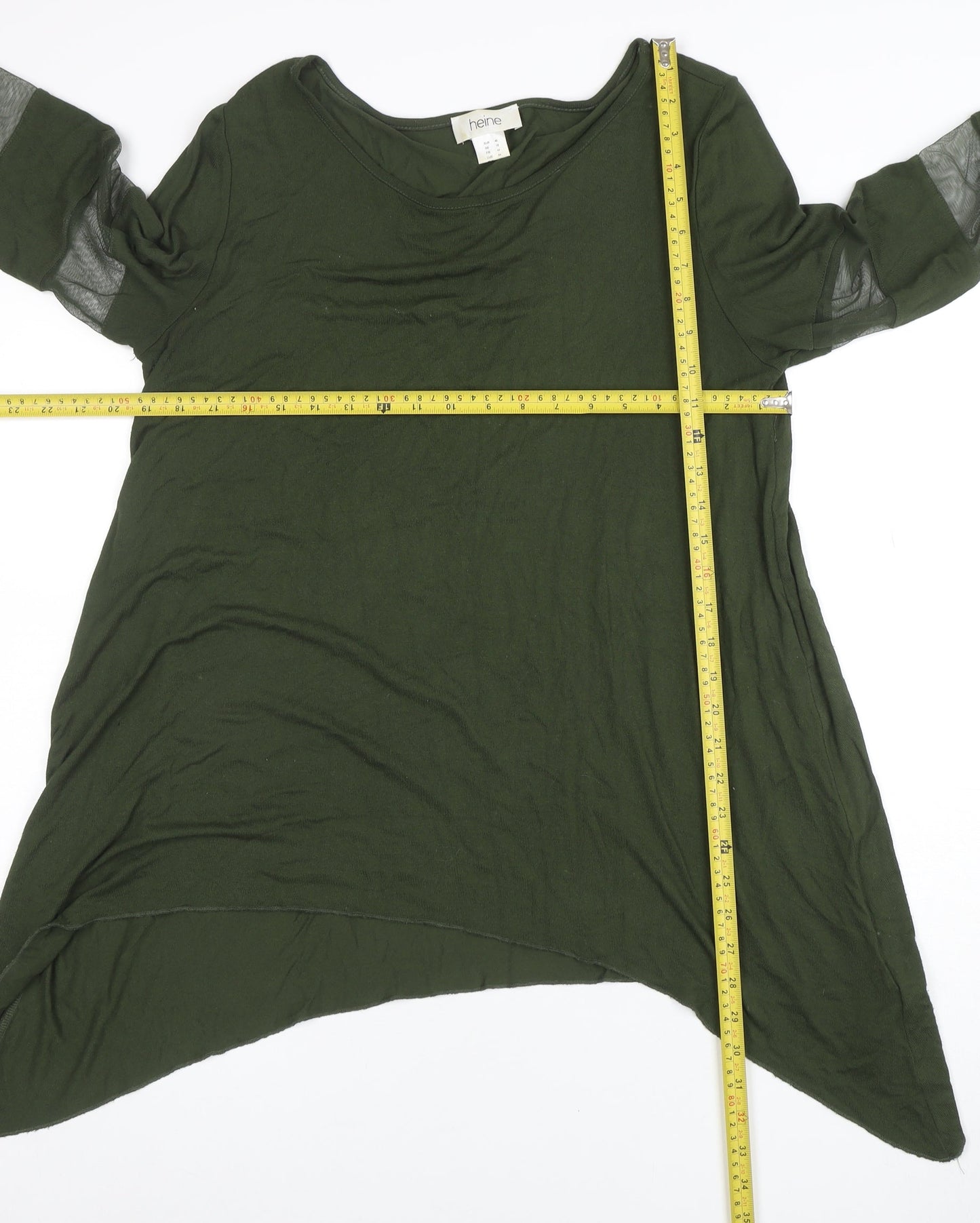 Heine Women's Green Long Sleeve Tunic Top Size 16 Relaxed Fit