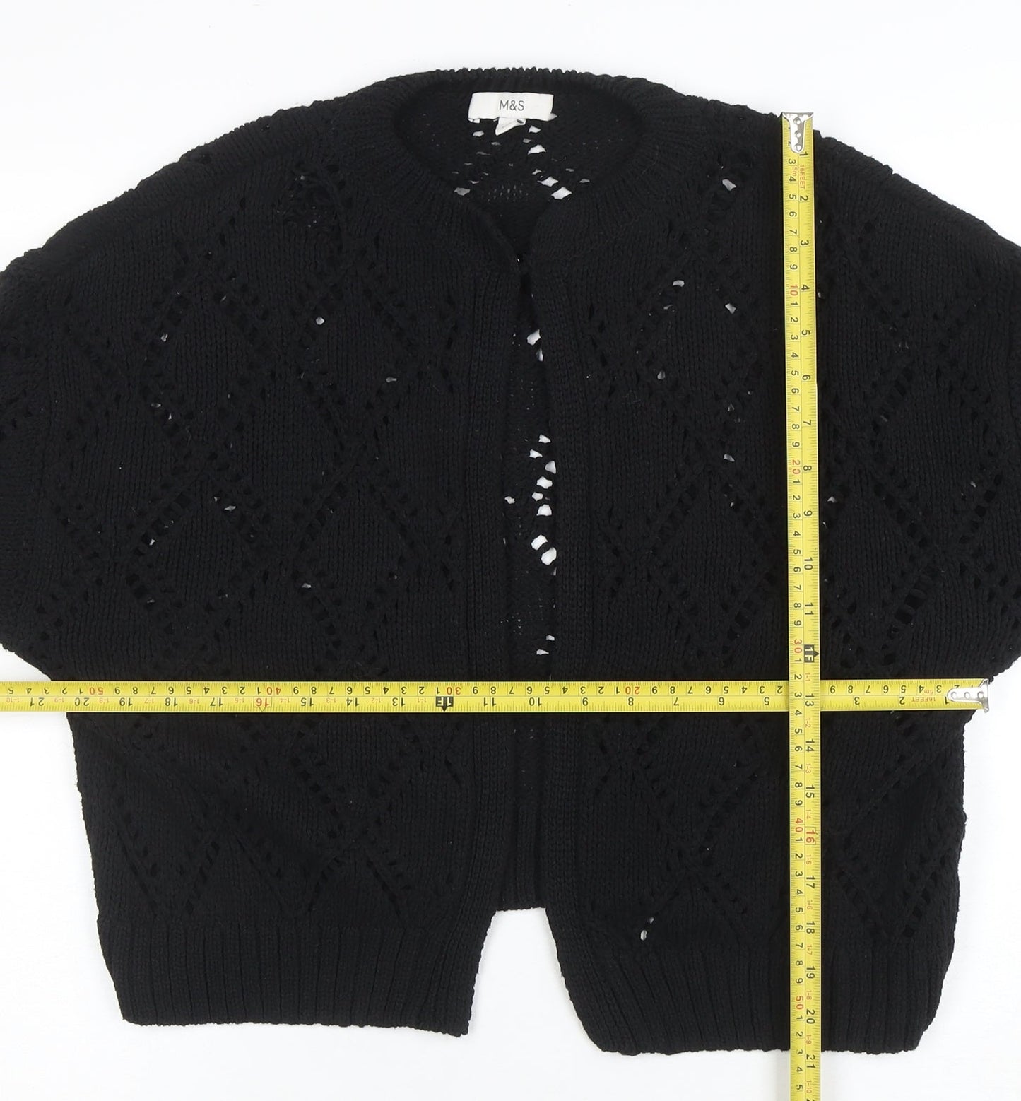 Marks and Spencer Women's Black Open-Knit Cardigan M