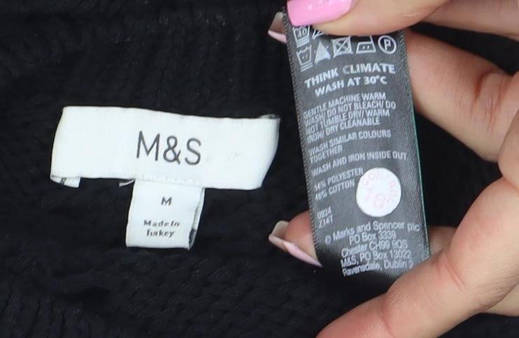 Marks and Spencer Women's Black Open-Knit Cardigan M
