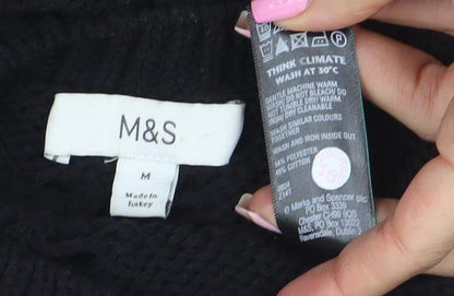 Marks and Spencer Women's Black Open-Knit Cardigan M