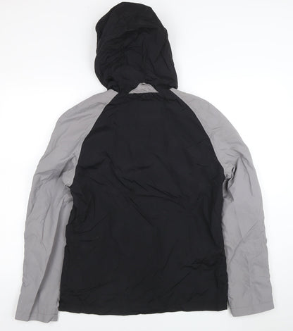 Rhino Rugby Black Label Men’s Black Grey Hooded Windbreaker Jacket Size S