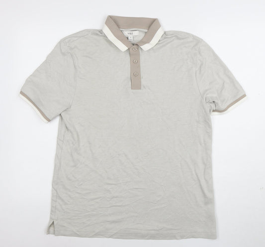 Mens UK Size M Marks and Spencer Cotton Blend Polo Shirt