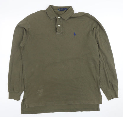 Ralph Lauren Men's Green Long Sleeve Cotton Polo Shirt Size M