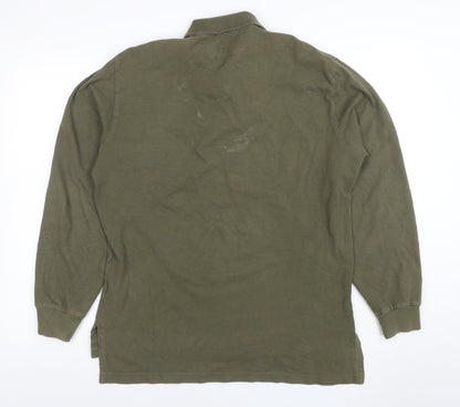 Ralph Lauren Men's Green Long Sleeve Cotton Polo Shirt Size M