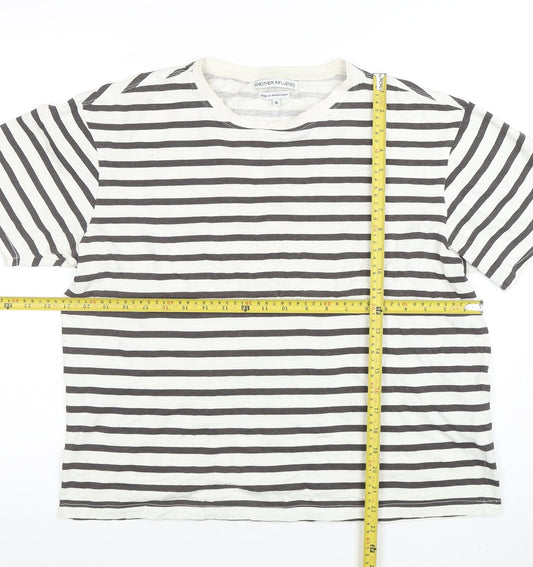 Another Influence Womens White Striped Cotton T-Shirt Size M