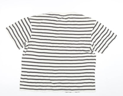 Another Influence Womens White Striped Cotton T-Shirt Size M
