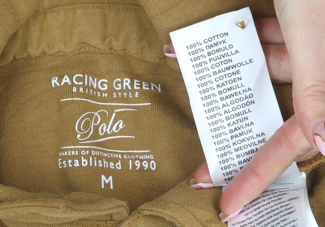Racing Green Men's Brown Cotton Polo Shirt Size M Short Sleeve