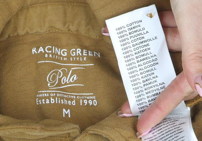 Racing Green Men's Brown Cotton Polo Shirt Size M Short Sleeve