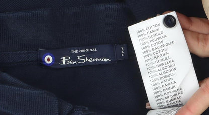 Ben Sherman Men's Blue 2XL Geometric Cotton Polo Shirt