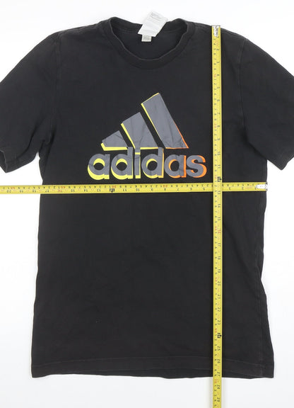 adidas Men's Black Cotton Sports Logo Crew Neck T-Shirt Size S