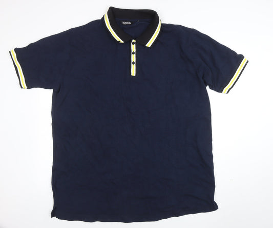 Bigdude Men's Navy Blue 2XL Cotton Short Sleeve Polo Shirt