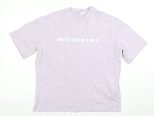 Womens UK Size S Zara Purple Basic T-Shirt